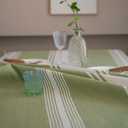 ArtBud Burlap Cotton Linen Table Clothes Farmhouse Tablecloth Striped Picnic Table Cover Heavy Fabric Table Top Coffee Kitchen Dcor Green Rectangle 55"102"(8-10 Seats)