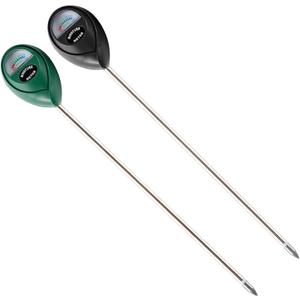 Extended Long Probe Soil Moisture Meter, 2 Pack Plant Water Meter Soil Meter Moisture Sensor Hygrometer for Indoor Outdoor Plant Care,No Battery Needed(Green + Black)