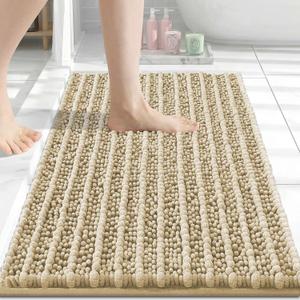 Arotive Luxury Bathroom Rugs 30x17, Extra Soft Thick Absorbent Shaggy Chenille Bath Rugs, Non-Slip Machine Wash Dry, Bath Mats for Bathroom Floor, Tub and Shower, Home Decor Accessories, Beige