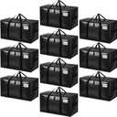 BAGAIL Heavy Duty Moving Bags with Strong Handle, Extra Large Moving Boxes, Storage Tote for Clothes, College Moving Supplies(Black, 10 Pack)