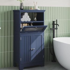 ChooChoo Bathroom Cabinet with Flip Glass Drawer,Freestanding, 21.65 x 11.81 x 41.34 inches