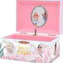 Giggle & Honey Musical Fairy Jewelry Box for Girls - Kids Music Box with Spinning Fairy and Mirror, Princess Birthday Gifts for Little Girls, Childrens Jewelry Boxes for Ages 3-10 - 6 x 4.7 x 3.5 in