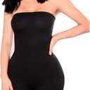Women Sexy Strapless Bodycon Short Bodysuit Playsuit Strapless Tube Top Romper One Piece Solid Color Jumpsuit Pants Outfit (Small, Black)