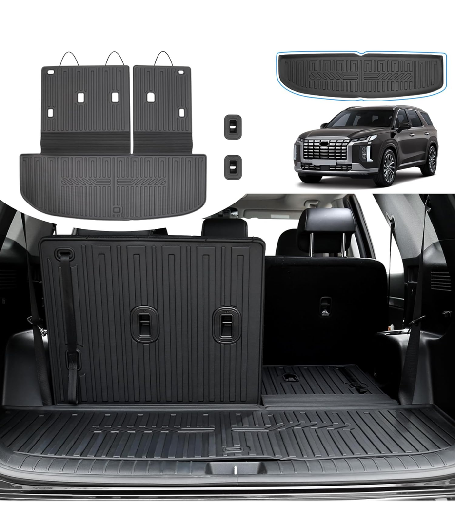 Cargo Liner Compatible with 2020-2024 Hyundai Palisade Backrest Mat TPE Cargo Mat Trunk Back Seat Cover for 2020-2024 Hyundai Palisade Accessories(Cargo Mat+Backrest Mat)