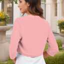 Women's Long Sleeve Shrugs Lightweight Open Front Cropped Cardigan for Women, 13Y(Pink)
