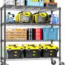 4-Tier Adjustable Heavy Duty Metal Storage Shelving Unit, Wide Utility Rack Organizer for Garage, Kitchen, Office, Basement, Warehouse (Black, 15.7" D x 33.5" W x 70.5" H), 4 Tier, 17.7" D x 47.2" W x 59.1" H