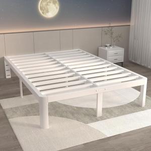 ITIMIDI 14 Inch King Size White Bed Frame with Round Corner Legs, Metal King Bed Frame Platform, Storage Space, No Box Spring Needed, Heavy Duty Steel Support 3500 LBS, Noiseless, Easy Assembly
