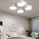 LED Ceiling Light Fixture,20 Inch 4-Lights Modern Ceiling Lights Flush Mount Wooden 44W Chandelier for Living Room Bedroom Kitchen,Dimmable 3000K/4000K/6000K Temperatures Selectable, White