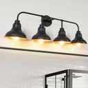 34" Large Farmhouse Bathroom Vanity Light,4-Light Vanity Light Over Mirror,Black Bathroom Light Fixtures,Rustic Wall Sconce Lighting Fixtures for Mirror,Bedroom