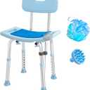 Shower Chair with Back for Elderly Seniors,Shower Stools and Benches for Adults,Bath Chair Shower Benches for The Disabled,Shower Seats,Blue Tub Chair