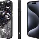 Genuine Forged Carbon Fiber Case for iPhone 15 Pro Max, Military Grade Drop Protection, Shockproof Phone Cover with Aluminum Alloy Buttons and Camera Frame - Glossy Blue