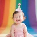 Half Birthday Party Hat, 6 Month Celebration, White and Pink with Gold Number, Glitter Party Decoration
