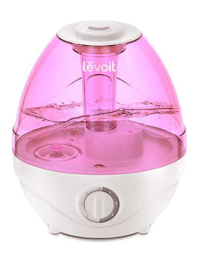 LEVOIT Humidifiers for Bedroom Large Room (2.4L Water Tank), Cool Mist for Home Whole House, Adjustable 360° Rotation Nozzle, Ultrasonic, Auto Shutoff, Night Light, BPA-Free, Pink