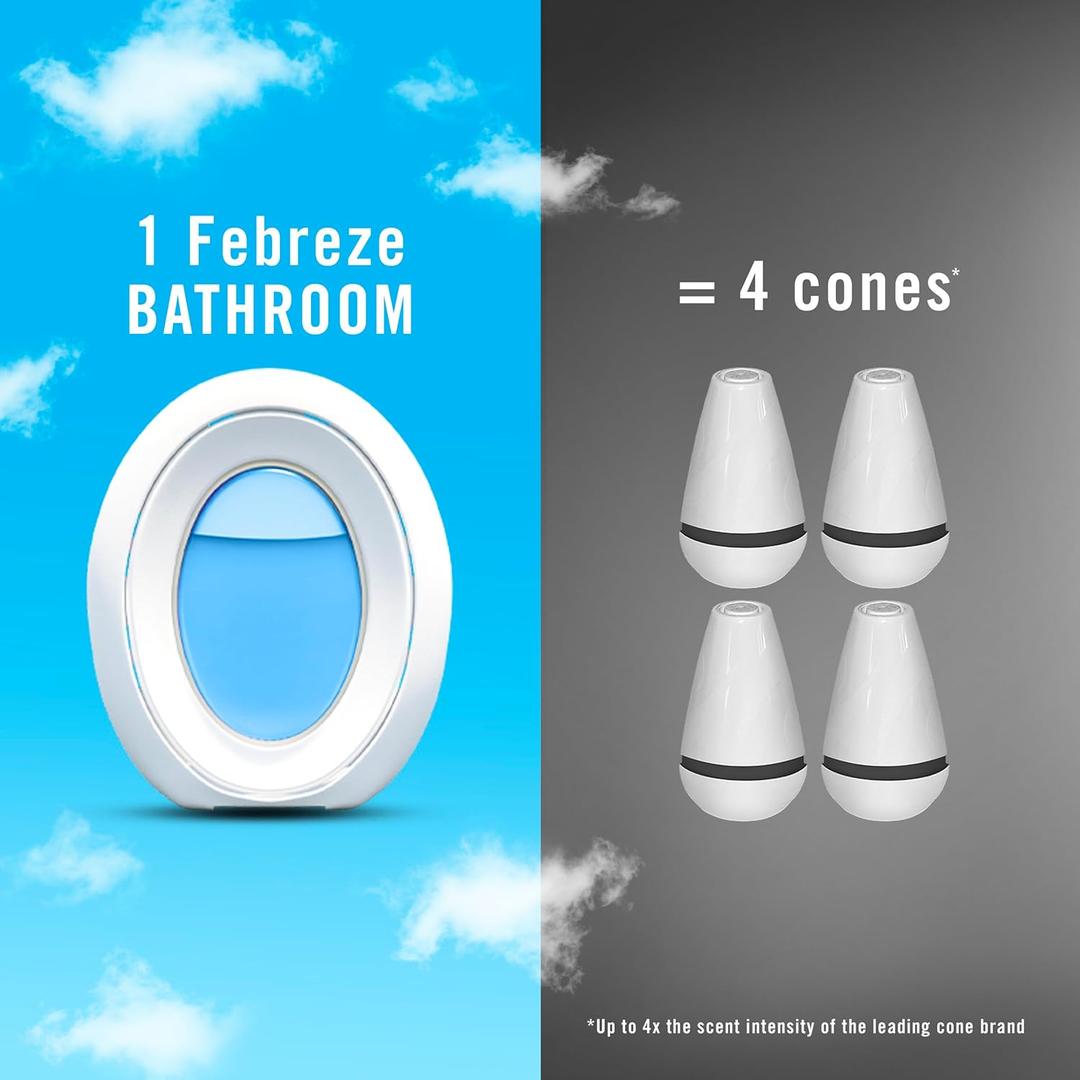 Febreze Bathroom Air Freshener, Odor-Fighting, Plug In Alternative, Air Fresheners for Home and Bathroom and Kitchen, Closet Air Fresheners, Linen & Sky Scent, 12 Count