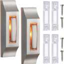 Enhon 2 Pack Metal Doorbell Push Button, Heavy Duty Metal Door Bell Button, Garage Doorbell with Warm LED Light Compatible with Wire Doorbell Chimes, Transformer, Ringers, Buzzers (Stylish Style)