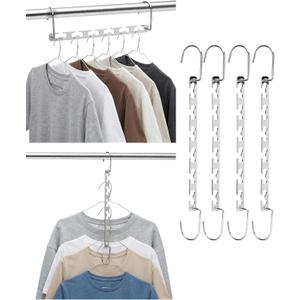 Mr. Pen- Metal Space Saving Hangers for Clothes, 4 Pack, 6 Slots, 360 Rotating Hooks, Metal Hangers, Wardrobe Organizer, Magic Cascading Hanger, Closet Space Saver, Closet Organizers and Storage