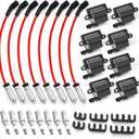8 Pack Square Ignition Coil D581 UF-271 & Iridium Spark Plug Wire M8-48322R Compatible with Silverado 1500 2500 3500 4.8L 5.3L 6.0L 8.1L 1999-2007 12556893 12558693 12570553 3859078 38590782