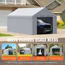 VEVOR Carport Replacement Canopy Cover Top + Side Wall 12 x 20 ft, Garage Tent Shelter Tarp Heavy-Duty Waterproof & UV Protected, Easy Installation with Ball Bungees,Grey (Frame Not Included)