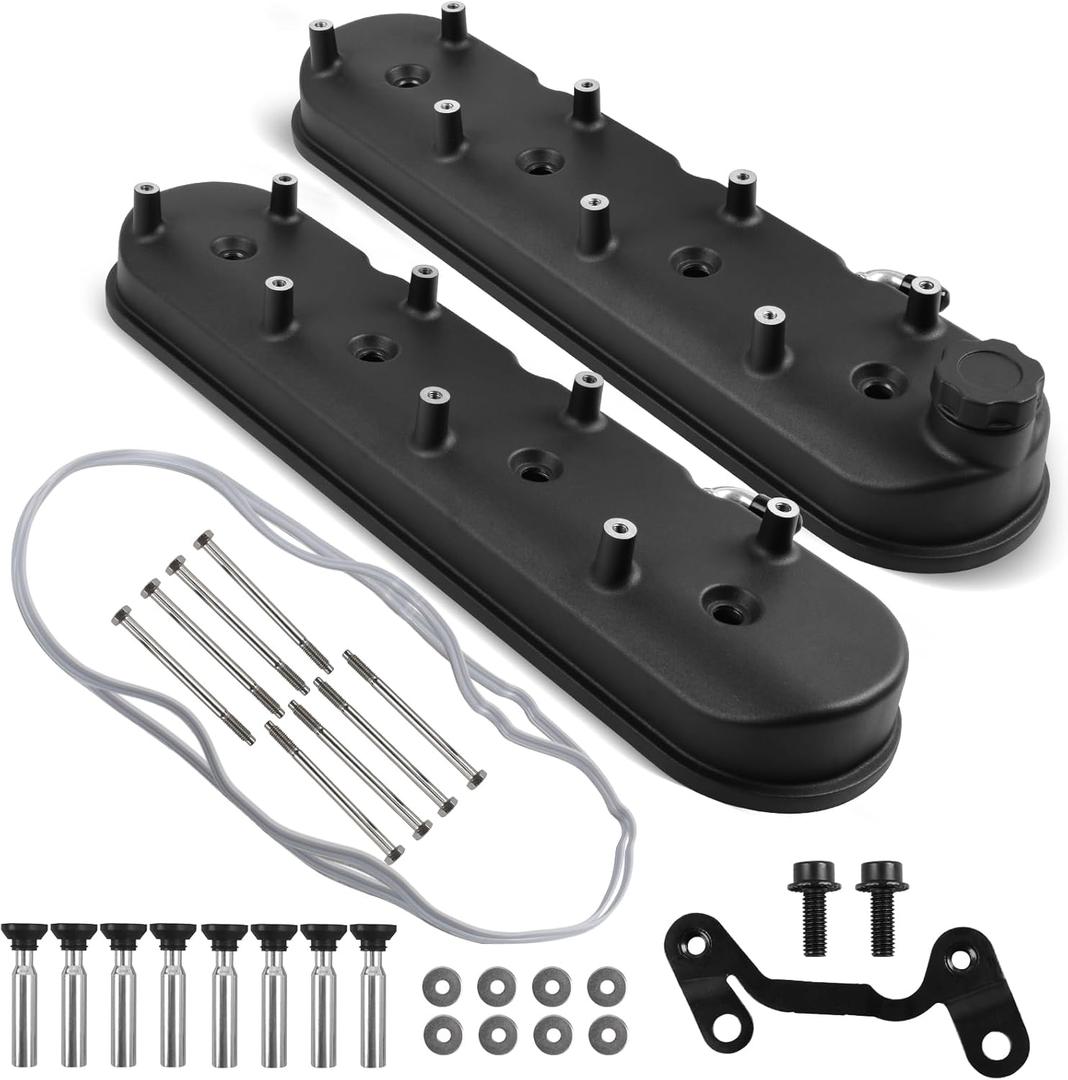 LS Cast Aluminum Tall Valve Covers w/Coil Mounts for LS1/ LS2/ LS3/ LS6/ LS7 or Similar Soils with 72mm Bolt Spacing - Black