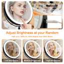 8" Lighted Makeup Mirror, 1X/10X Magnifying Vanity Mirror with Lights, 3 Color Lighting, Brightness Dimmable Cosmetic Mirror, Touch Control Light up Mirror, Black