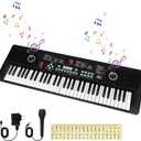 61 key keyboard Piano,Portable Electronic Digital Piano,Built In Dual Speakers,External Microphone,Power Plug,Rich Teaching Content,Multi-Functional Electronic Piano Suitable For Beginners