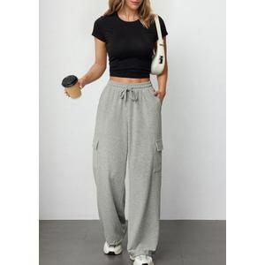 ANRABESS Wide Leg Sweatpants for Women Cargo Pants High Waisted Sweat Pants Baggy Joggers Casual Long Pants with Pockets SIZE S