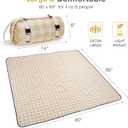 WILLOW WEAVE Picnic Blanket, 80''x80'' Waterproof Outdoor Blankets, Picnic Mat Washable for Beach, Picnic Blankets for Camping on Grass with Shoulder Strap - Yellow & White