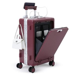 Nobl Travel Carry on Luggage, Zipperless Aluminum Frame, TSA Locks
PC Hard Shell Suitcase, Airline Approved, 360° Spinner Wheels, USB Charging Port, Cup & Phone Holder, 22.5x15x9.5, Burgundy