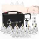 Surmol Cupping Therapy Set Professional 22 Cup Home Cupping Kit for Massage Therapy, Portable with Handles, SafeShell Cupping Machine Set with Vacuum Magnetic Pump, Cellulite Cupping Massage Kit