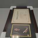 GraduationMall 11x19 Mahogany Diploma and Photo Frame for 8.5x11 Certificate,5x7 Picture,Real Glass,Black over Gold Double Mat, 13x21.5x1.5 inches