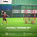 ZELUS 8 x 8ft Football Throwing Net, Quarterback Training Equipment with 5 Target Pockets, Football Practice Throwing Passing Accuracy Trainer with Carry Bag Ground Stakes for Kids Adults, Red