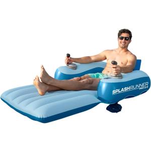 PoolCandy Splash Runner Pro 2.0 - Motorized Pool Float for Adults | Motorized Pool Lounger with Dual 66W Powerful Motors, Dual Joystick Control, Phone Holder & Cup Holder