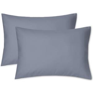 EXQ Home Toddler Pillowcases Zippered 13x18 Travel Pillow Case Set of 2, Small Pillow Case Fits Baby Pillow Sized 12x16, 13x18, Kids Pillowcases 2 Pack Machine Washable (Blue Grey)