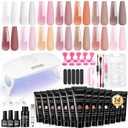 JEWHITENY Poly Extension Gel Nail Kit 28 PCS Poly Gel Kit with Slip Solution and Mini Lamp Nail Art Design Beginner