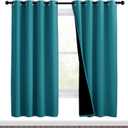 NICETOWN 100% Blackout Window Curtain Panels, Full Light Blocking Drapes with Black Liner for Nursery, 72-inch Drop Thermal Insulated Draperies (Peacock Teal, 2 Pieces, 46-inch Wide Per Panel)