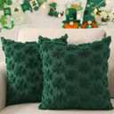 GONOSEED 3Sizes 2 Pack 18"*18" St Patricks Day Pillow Covers St Patricks Day Decorations Green Shamrock Soft Plush Faux Fur Jacquard Throw Pillows for Bedroom Sofa Holiday Festivals Home Decor