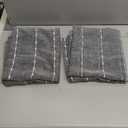 Black Sheer Curtains 84 inches Long for Living Room Boho Faux Linen Curtains with White Striped Rod Pocket Minimalist Transparent Drapes for Bedroom Kitchen Sliding Door, 52" W X 84" L,2 Panels