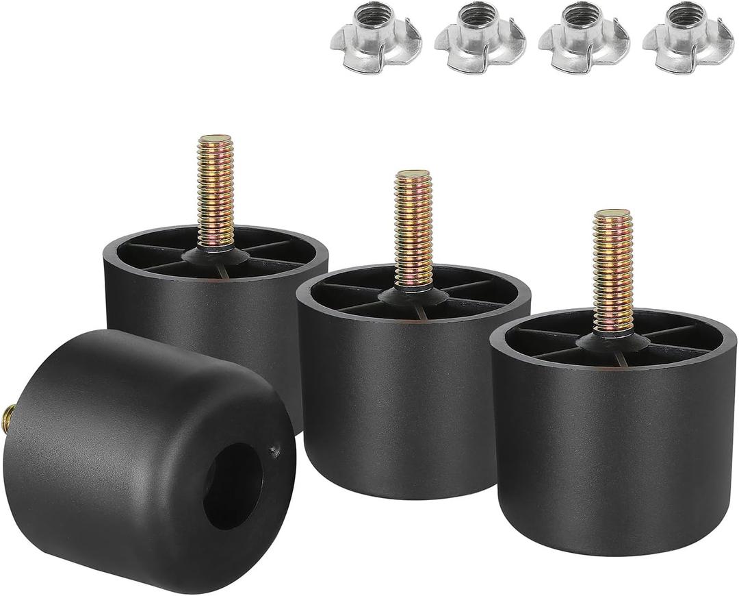 1-1/2 inch Plastic Furniture Legs, Round Tapered Table Legs Black Sofa Legs Replacement Legs with M8 Hanger Bolts for Couch Table Sofa, Pack of 4