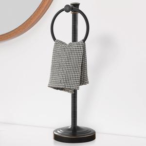 Hoimpro 17 Inch Stand Hand Towel Holder Towel Bar Towel Hanging Ring, Free Standing Floor Hand Towel Rack Storage for Bathroom Kitchen Vanity Countertops, Hardware Accessories (Oil Rubbed Bronze)