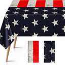 2 Pack Vintage American Flag Tablecloth, 54x108" Disposable Plastic Table Covers, Patriotic Stars and Stripes Design for 4th of July, Memorial Day, Independence Day Party, Outdoor Picnic & BBQ Dcor