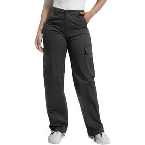 Soulsfeng Women's Baggy Cargo Pants Relaxed Fit Casual Cotton Hiking Pants with 6 Pockets, Size 27
