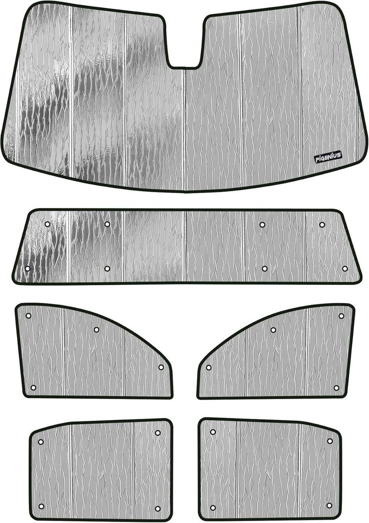 Sunshade Set Compatible with 2019-2024 Chevrolet Silverado/GMC Sierra 1500-Crew Cab-Rear Tailgate Sunshade Open
