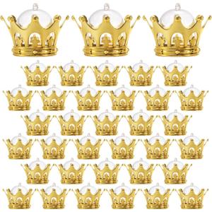 WUWEOT 36 Pack Refillable Crown Candy Box with Dome, Decorative Fillable Crown Candy Holder for Candies Chocolates Cake Dessert Baby Shower Princess Birthday Party Supplies