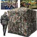 Hunting Blind with Floor Mat, 360 Degree See Through Ground Blind with Carrying Bag, 2/3/4 Person Pop Up Camouflage Tent Portable Concealed Shelter