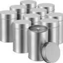 Zopeal 10 Pack Tea Tin Canister with Airtight Double Lids 12 oz Can Box Canister for Loose Leaf Tea Storage Bag Container Portable Small Kitchen for Coffee Sugar Pantry Camping, Silver