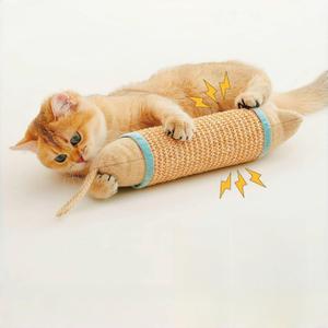 Interactive Cat Kicker Toy, 10 Inch Long Catnip Cat Scratcher Post, Natural Sisal Toy for Indoor Cats(Pink and Blue)