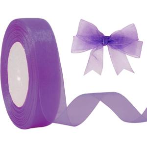 Purple Organza Chiffon Ribbon 1/2 inch X 50 Yards Purple Sheer Ribbon for Flower Fabric for Wedding Invitations Bridal Bouquets Party Decoration Gift Wrapping Bow Making