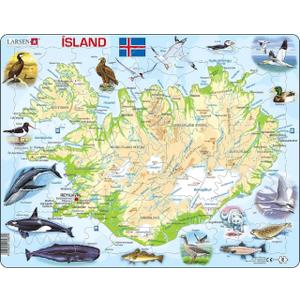 Larsen Puzzles Iceland Map with Animals 81 Piece Children's Educational Jigsaw Puzzle