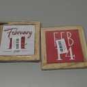 Valentine's Day Decor, February 14 Sign, Wooden Box Signs for Home Decor, Farmhouse Decor Sign, Home Bar Decor, Coffee Bar Decor, Rustic Sign for Valentine's Day Yard Outdoor Farmhouse Decoration Mix Of 2