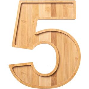 Charcuterie Board Digit '5' Tall 11.4 Inch - Eco-Friendly Bamboo Letters Fillable for Fruit Cheese Platter, Food Dish Plates - Birthday Baby Shower Party Decorations